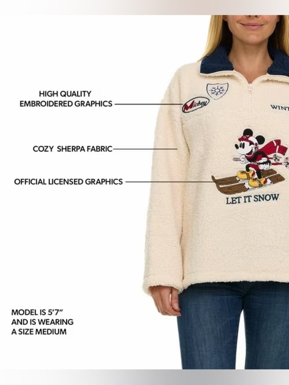 Snow Ski Plush Quarter-Zip Sweater - Cream - Picture 4 of 13